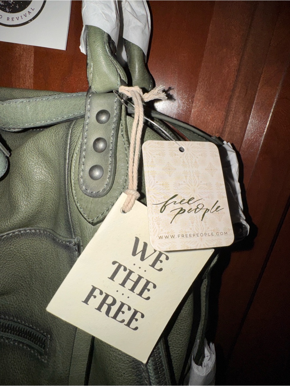 Free People Emerson Tote Leather Crossbody Shoulder Bag Secret Sage NWT - Picture 2 of 5